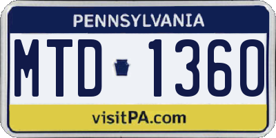 PA license plate MTD1360