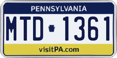 PA license plate MTD1361