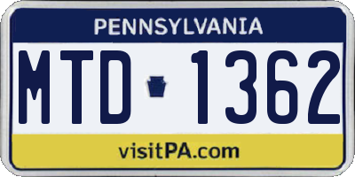 PA license plate MTD1362