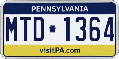 PA license plate MTD1364