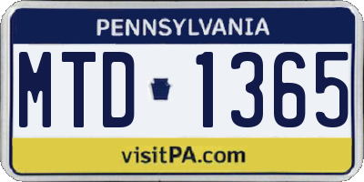 PA license plate MTD1365