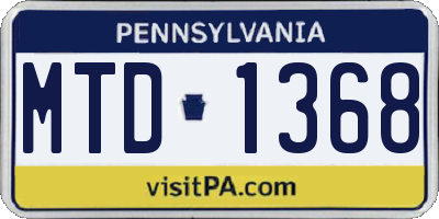 PA license plate MTD1368