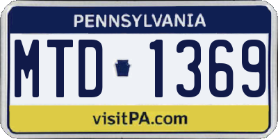 PA license plate MTD1369