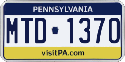 PA license plate MTD1370