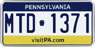 PA license plate MTD1371