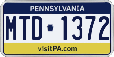 PA license plate MTD1372