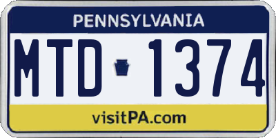 PA license plate MTD1374