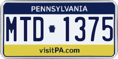 PA license plate MTD1375