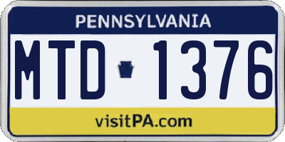 PA license plate MTD1376