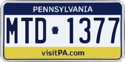 PA license plate MTD1377