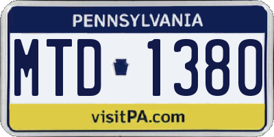 PA license plate MTD1380