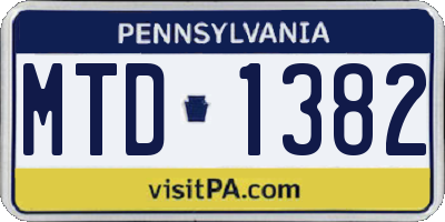 PA license plate MTD1382