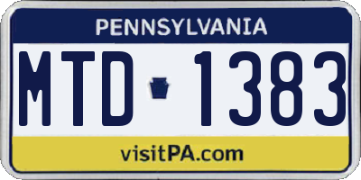 PA license plate MTD1383