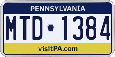 PA license plate MTD1384