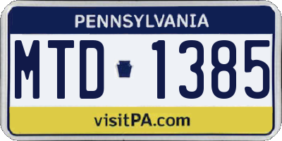 PA license plate MTD1385
