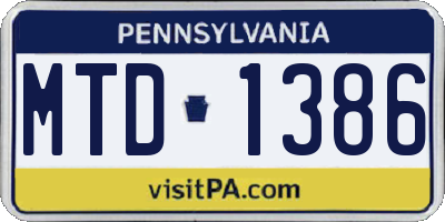 PA license plate MTD1386