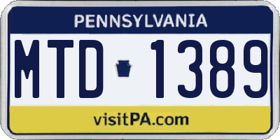 PA license plate MTD1389