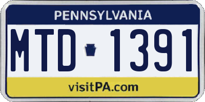 PA license plate MTD1391