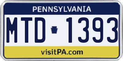 PA license plate MTD1393