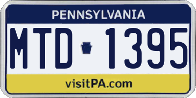PA license plate MTD1395