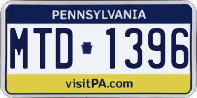 PA license plate MTD1396