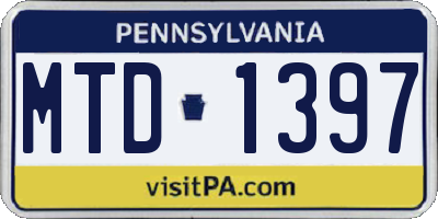 PA license plate MTD1397