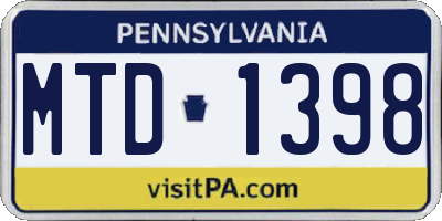 PA license plate MTD1398