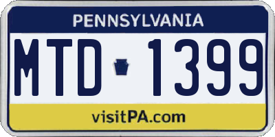 PA license plate MTD1399