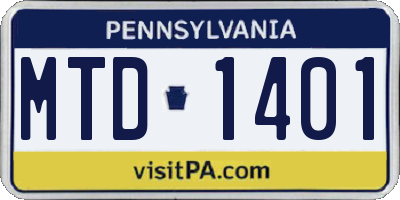 PA license plate MTD1401