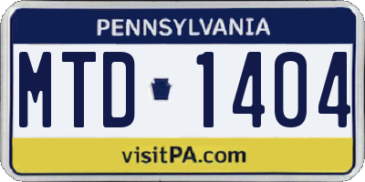 PA license plate MTD1404
