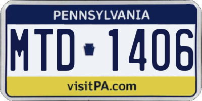 PA license plate MTD1406