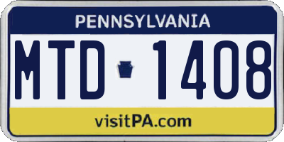 PA license plate MTD1408