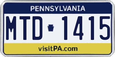 PA license plate MTD1415