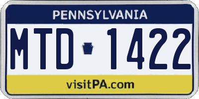 PA license plate MTD1422