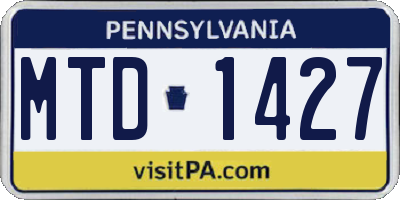 PA license plate MTD1427
