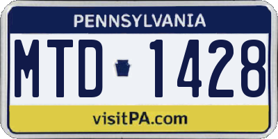PA license plate MTD1428