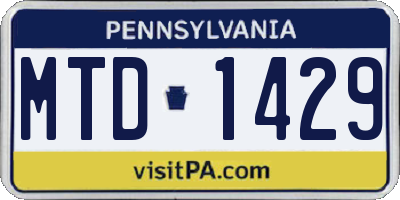 PA license plate MTD1429
