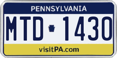 PA license plate MTD1430