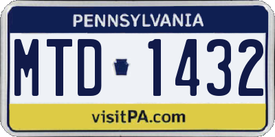 PA license plate MTD1432