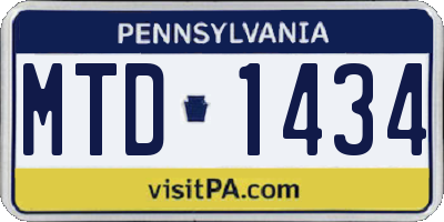 PA license plate MTD1434