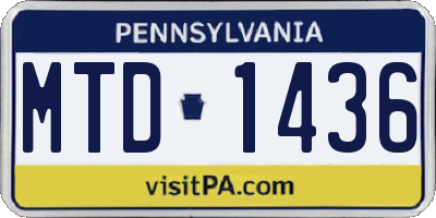 PA license plate MTD1436