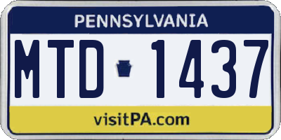 PA license plate MTD1437