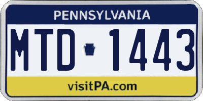 PA license plate MTD1443