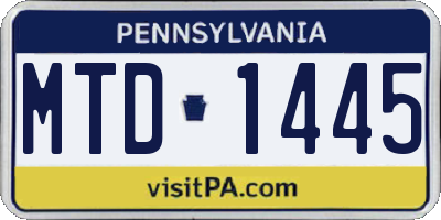 PA license plate MTD1445