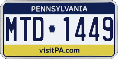 PA license plate MTD1449