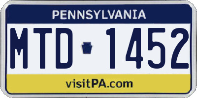 PA license plate MTD1452