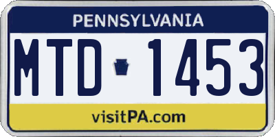 PA license plate MTD1453