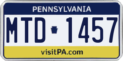 PA license plate MTD1457