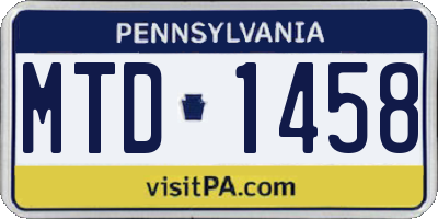 PA license plate MTD1458