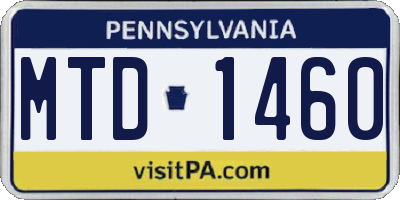 PA license plate MTD1460